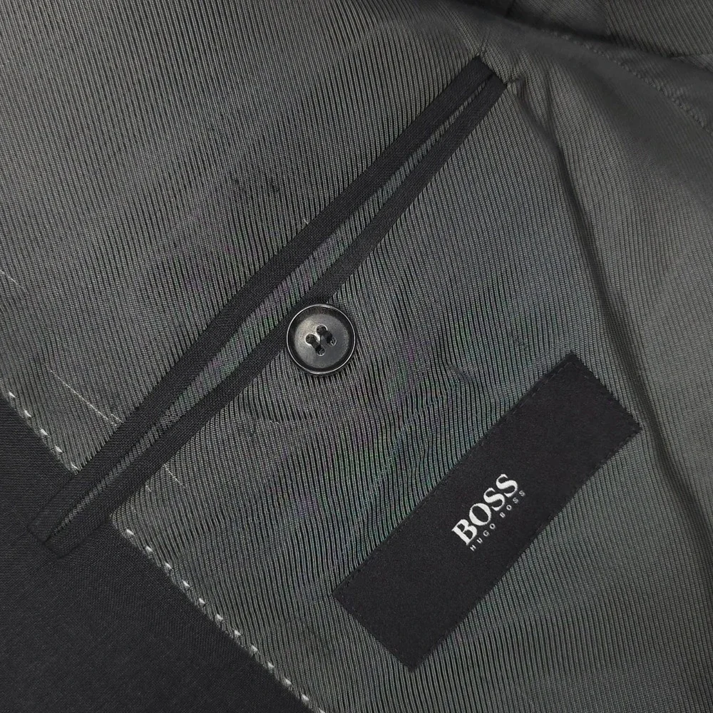 HUGO BOSS Mens Sport Coat Blazer 38S 100% Virgin Wool Business Charcoal Gray